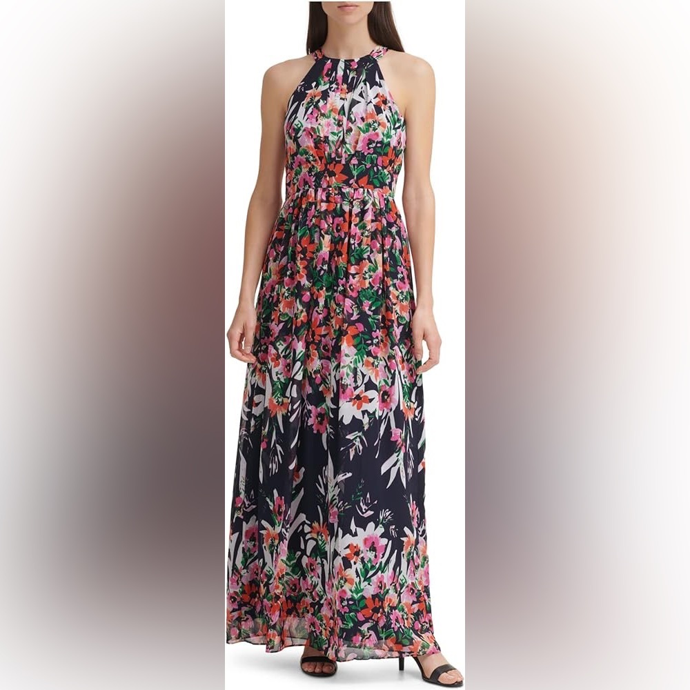 Eliza J Womens Printed Halter Maxi Dress